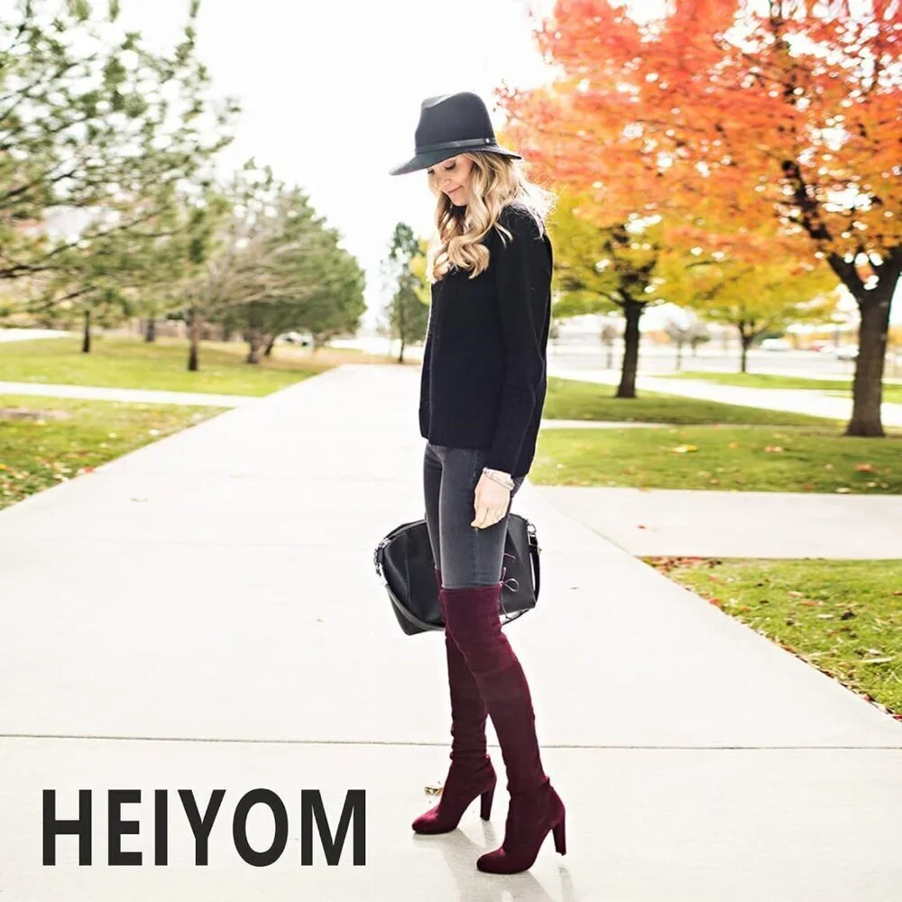 Women Black Pu Leather Pointed Toe Zipper Over The Knee Thigh High Long Boots